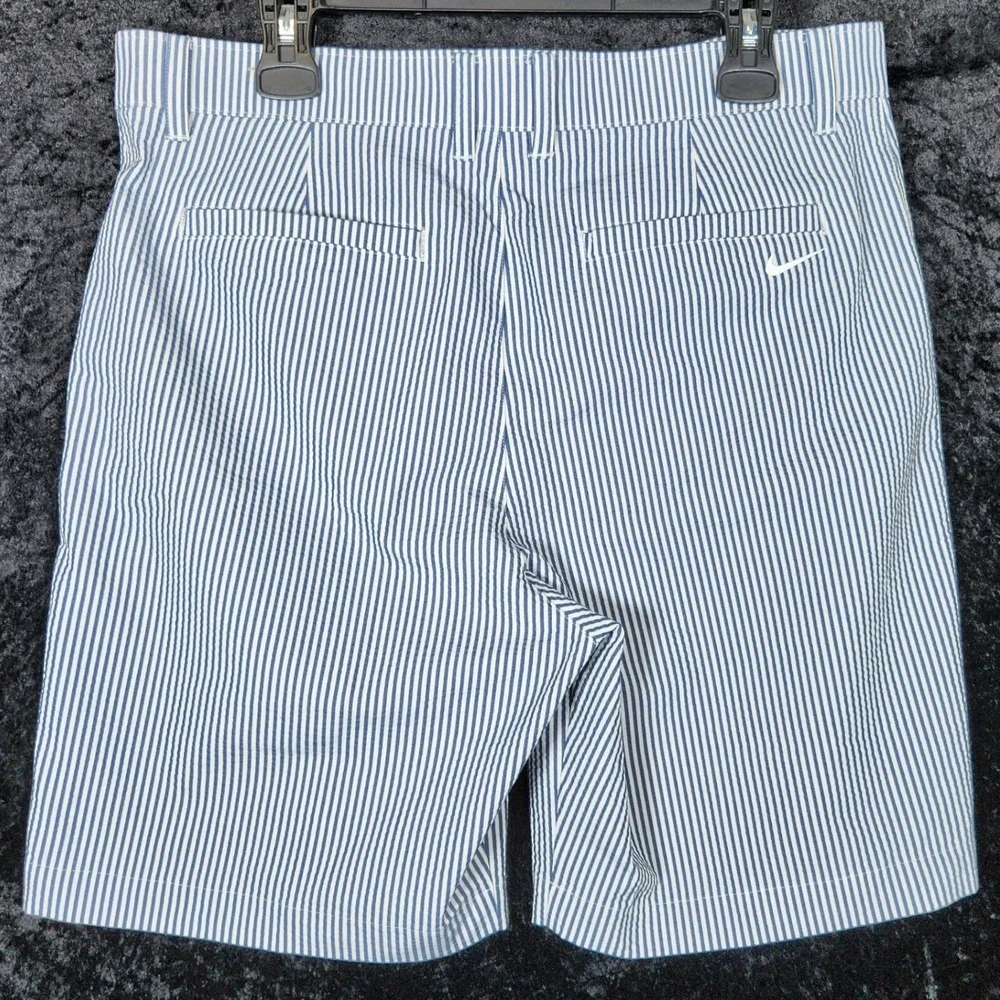 Nike Mens Blue White Seersucker Stripe Golf Shorts Stretch Preppy Size 35